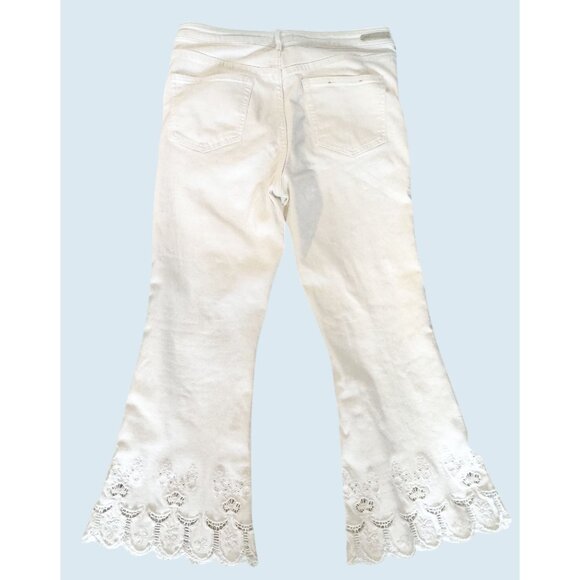 ANTHROPOLOGIE / PILCRO High Rise Embroidered Flare White Size  30 - Picture 6 of 8